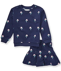 Adventurewear 360 Little Girls Embroidered Floral Long Sleeve Tee & Skirt Set
