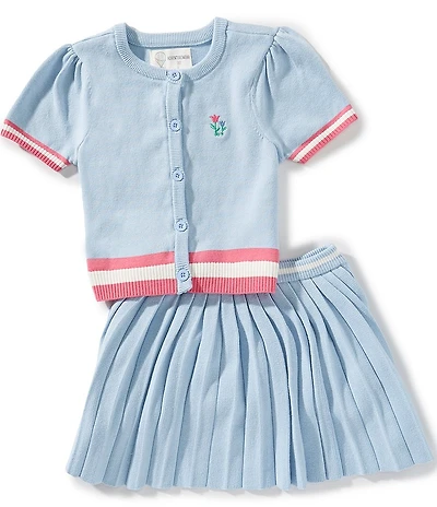 Adventurewear 360 Little Girls Embroidered Flower Sweater & Pull-On Pleated Skirt Set