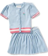 Adventurewear 360 Little Girls Embroidered Flower Sweater & Pull-On Pleated Skirt Set