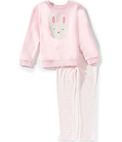Adventurewear 360 Little Girls Fleece Bunny Sweatshirt & Stripe Legging Set