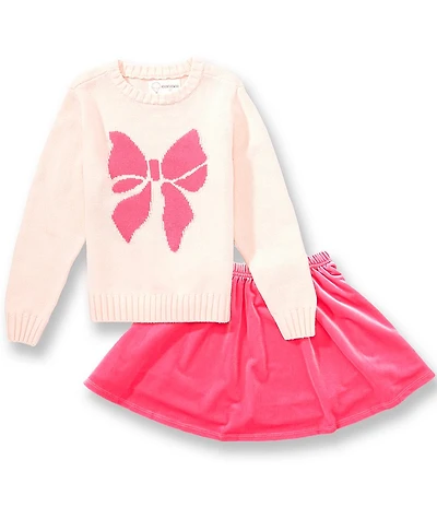 Adventurewear 360 Little Girls Long Sleeve Bow Sweater & Coordinating Skirt Set