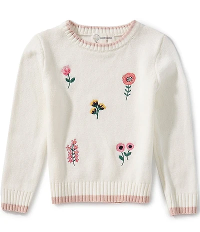 Adventurewear 360 Little Girls Long Sleeve Floral Sweater