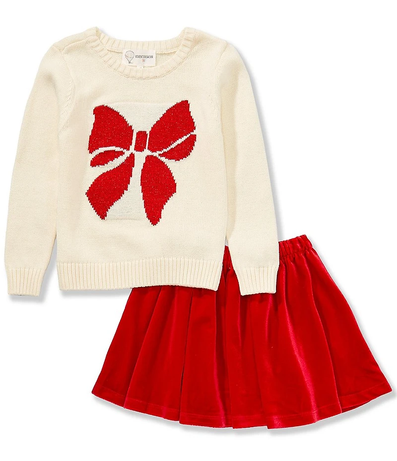 Adventurewear 360 Little Girls Sweater And Velvet Skirt Set