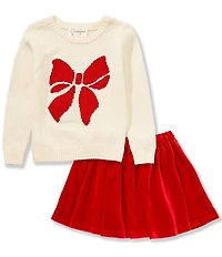 Adventurewear 360 Little Girls Sweater And Velvet Skirt Set