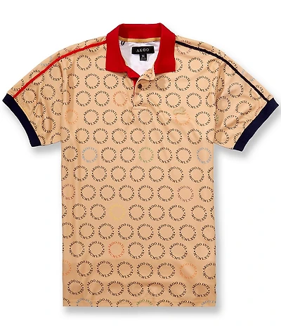 AKOO Short Sleeve Captain Repeat Print Polo Shirt