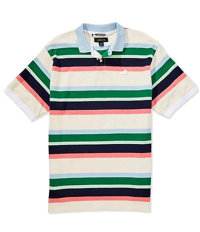AKOO Figeuroa Stripe Short Sleeve Polo Shirt