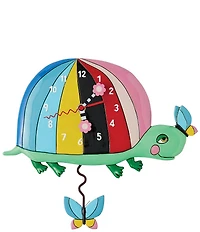 Allen Designs By Enesco One Shell Of A Time Rainbow Turtle Battery-Operated Sculpted Pendulum Wall Clock