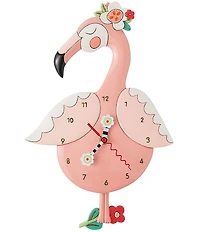 Allen Designs by Enesco Pinky the Flamingo with Flowers Battery-Operated Sculpted Pendulum Wall Clock