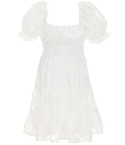 Allison & Kelly Big Girls Short Puffed Sleeve Jacquard Chiffon Smocked Pleated Ruffle Tier Hem Dress