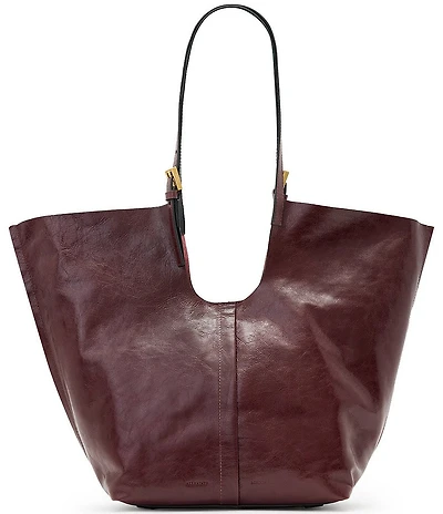 ALLSAINTS Ara Shine Leather Oversized Utility Tote Bag