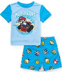 AME Nintendo Big Boys Short Sleeves Mario Kart Fun 2-Piece Pajama Set
