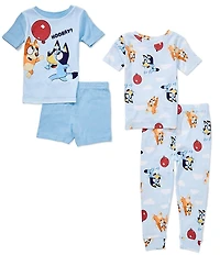 AME Bluey Little Boys Short Sleeves Balloon Play Pajama 4-Piece Set