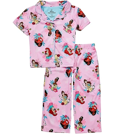 AME Girls Notch Collar Disney Princess Pajama 2-Piece Set