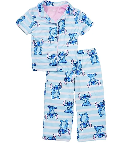 AME Girls Notch Collar Lilo & Stitch So Fluffy Pajama 2-Piece Set
