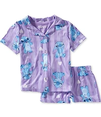 AME Girls Short-Sleeve Lilo & Stitch Pajama Shirt & Matching Pajama Shorts Set