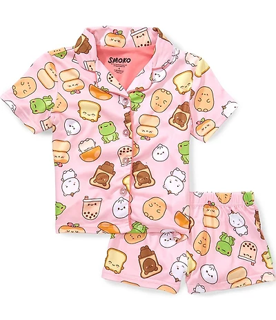 AME Girls Short-Sleeve Smoko Pajama Shirt & Matching Pajama Shorts Set