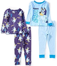 AME Little Boys Long Sleeve Hooray Bluey Top With Matching Pajama Pants 4-Piece Set