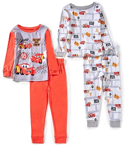 AME Little Boys Long Sleeve Mcqueen Top With Matching Pajama 4-Piece Set