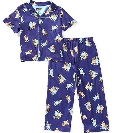 AME Little Boys Notch Collar Bluey Moves Pajama 2-Piece Set