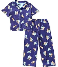 AME Little Boys Notch Collar Bluey Moves Pajama 2-Piece Set
