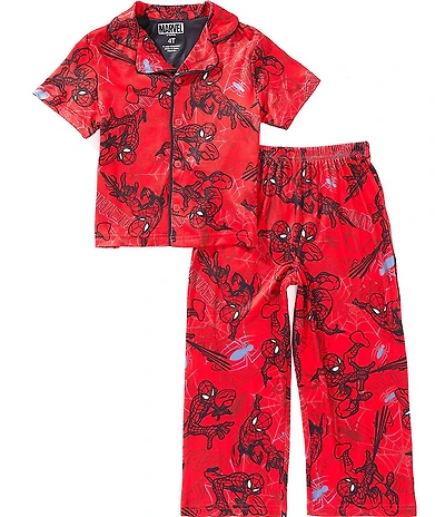 AME Little Boys Notch Collar Spider's Web Coat 2-Piece Pajama Set