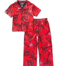 AME Little Boys Notch Collar Spider's Web Coat 2-Piece Pajama Set