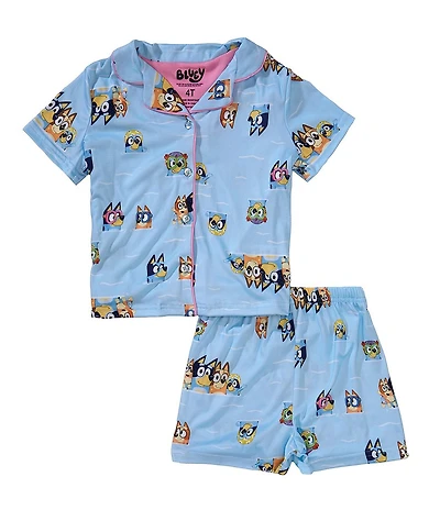 AME Little Girls Bluey Pool Day 2-Piece Pajama Set
