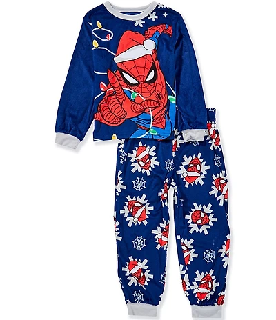 AME Little/Big Boys Long Sleeve Spiderman Holiday 2-Piece Pajama Set