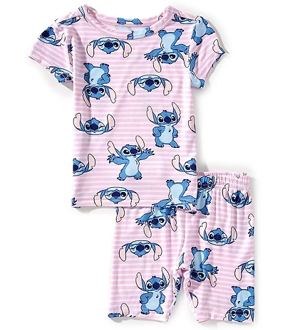 AME Little/Big Girls Lilo & Stitch Short Sleeve Printed Stitch Wink Two-Piece Pajama Set