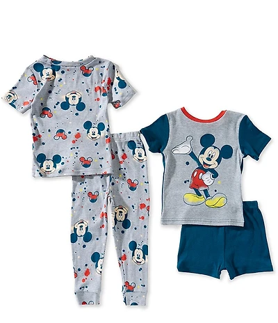 AME Mickey Mouse Little Boys Short Sleeve Splatter Mickey Pajama 4-Piece Set