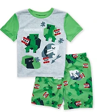 AME Minecraft Big Boys Short Sleeves Papercraft 2-Piece Pajama Set