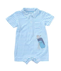 Angel Dear Baby Boys Blue Stripe Golf Bag Applique Romper