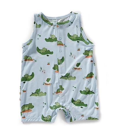 Angel Dear Baby Boys Sleeveless Shortie Blue Alligator Romper