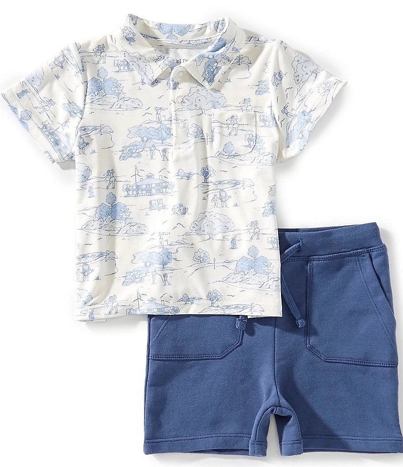 Angel Dear Baby Boys Golf Toile Polo Shirt & Knit Shorts Set