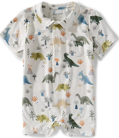Angel Dear Baby Boys Bamboo Soft Dinos Polo Romper
