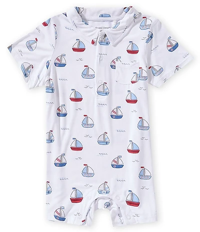 Angel Dear Baby Boys Bubbly Sailboats Romper