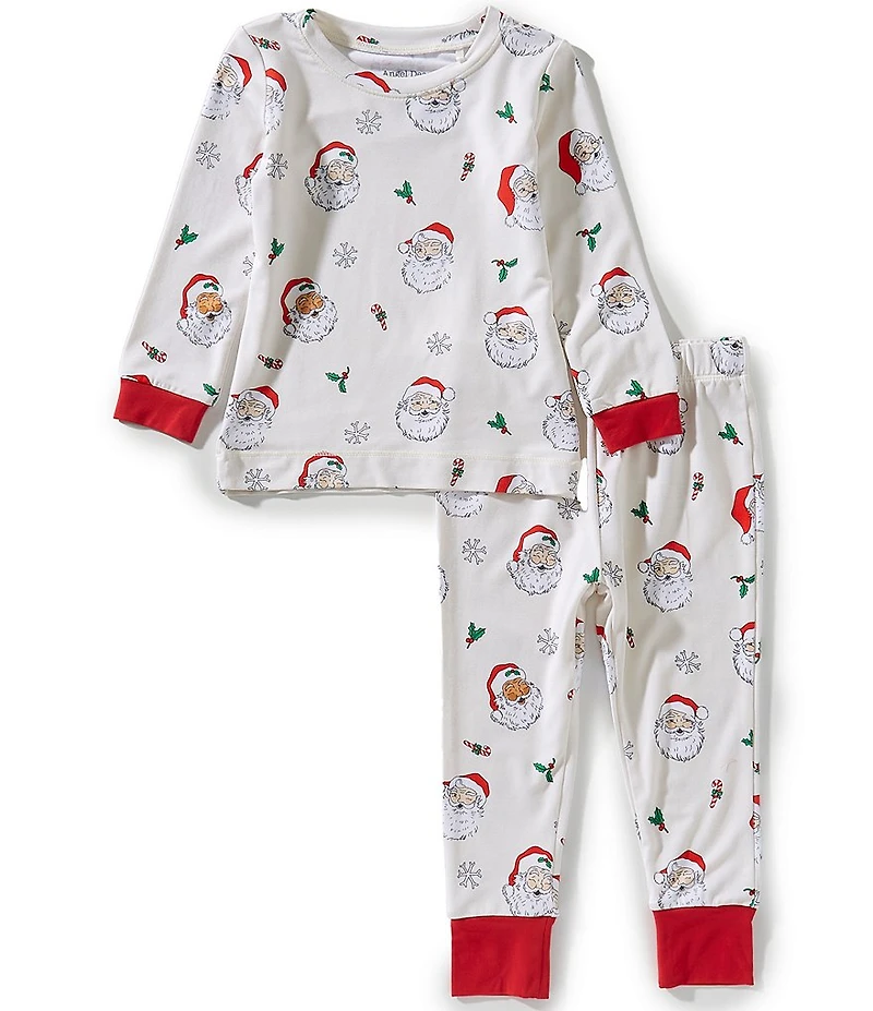 Angel Dear Baby Boys Long-Sleeve Santa Face Printed Pajama T-Shirt & Matching Pajama Pants Set