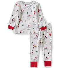 Angel Dear Baby Boys Long-Sleeve Santa Face Printed Pajama T-Shirt & Matching Pajama Pants Set