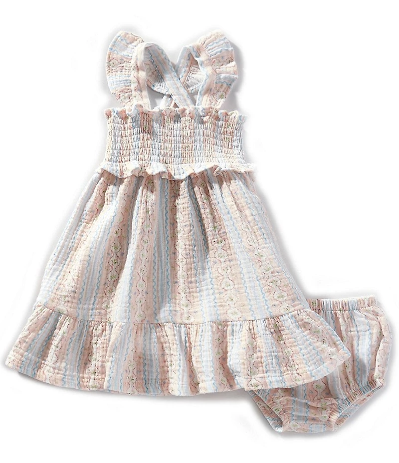 Angel Dear Baby Girls Ogee Floral Smocked Dress