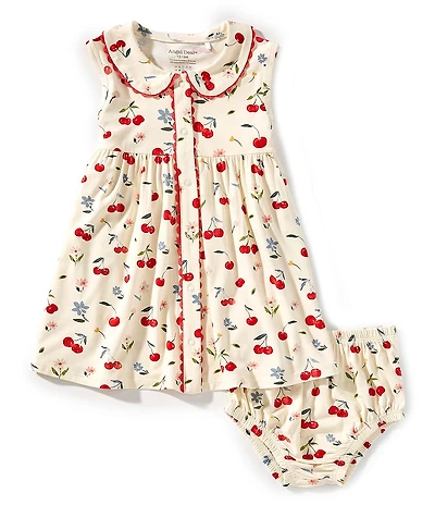 Angel Dear Baby Girls Watercolor Cherries Sleeveless Dress
