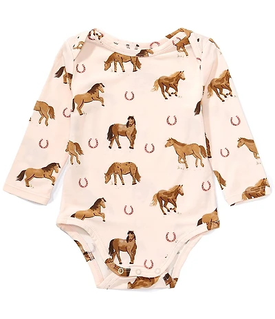 Angel Dear Baby Girls Bamboo Long Sleeve Horses Bodysuit