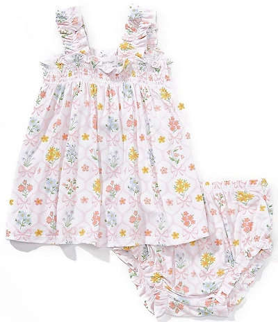 Angel Dear Baby Girls Bamboo Spring Blooms Bow Trellis Diaper Set