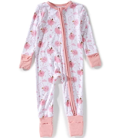Angel Dear Baby Girls Long Sleeve Ribbon Ballerinas 2-Way Zipper Convertible Coverall