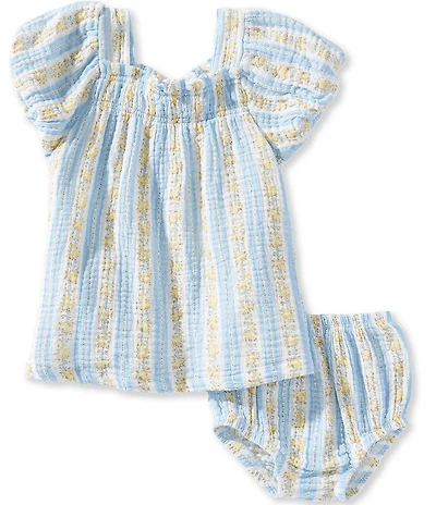 Angel Dear Baby Girls Organic Cotton Odalys Floral Stripe Dress