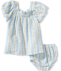 Angel Dear Baby Girls Organic Cotton Odalys Floral Stripe Dress