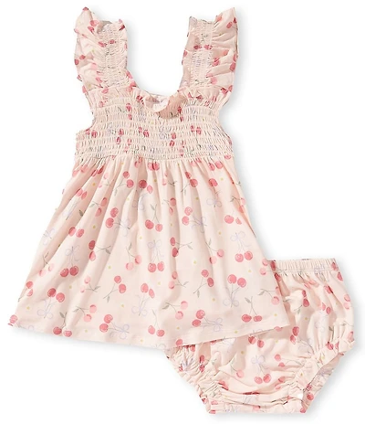 Angel Dear Baby Girls Woven Sweet Bow Cherries Dress