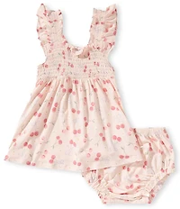 Angel Dear Baby Girls Woven Sweet Bow Cherries Dress