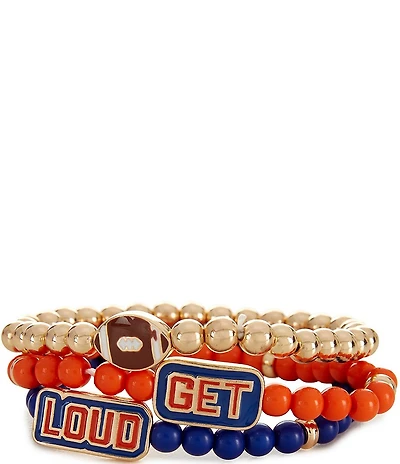Anna & Ava Beaded Get Loud Football Stretch Bracelet Set
