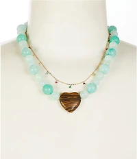 Anna & Ava Delicate Stone Beaded Heart Resort Statement Necklace Set