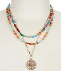 Anna & Ava Beaded Long Multi Strand Chain And Pendant Necklace